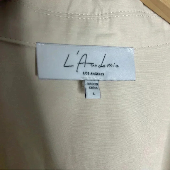 L'Academie x Revolve Cream Button Shirt Dress Long Sleeve Size Large - Picture 6 of 7